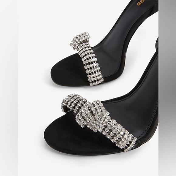 Express Rhinestone Embellished Knot Heeled Sandals sz 7 - Picture 2 of 11
